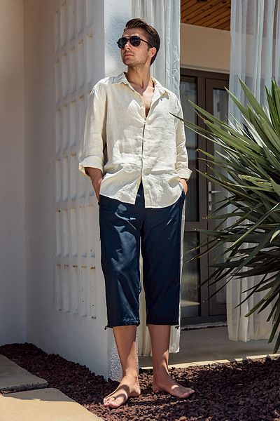 Remsa Mayo Ανδρικό μαγιό Remsa Blue Sea Long Capri RKS-01 Navy Blue