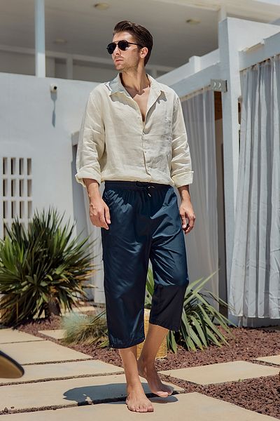 Remsa Mayo Ανδρικό μαγιό Remsa Blue Sea Long Capri RKS-01 Navy Blue