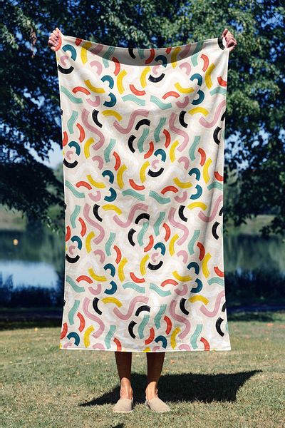 ASDİVA Colorful Geometric Pattern Digital Printing Beach Towel 75X150