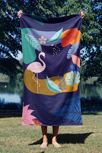 ASDİVA Flamingo Summer Pattern Digital Printed Beach Towel 75X150