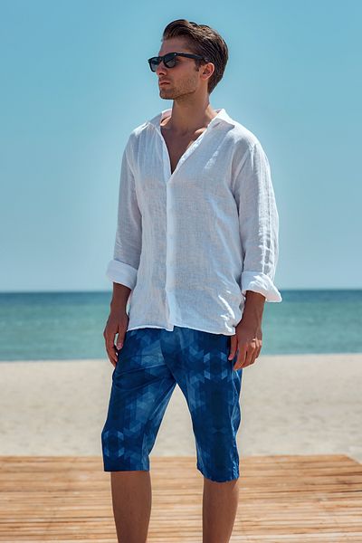 Remsa Mayo Ανδρικό μαγιό Remsa Pool Sea Long Capri RK001 Μπλε