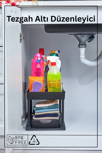 Espas Home 2 Katlı Çok Amaçlı Tezgah Altı Düzenleyici - Siyah