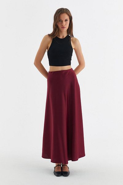 MARKALİSTE Fusta din satin burgundy