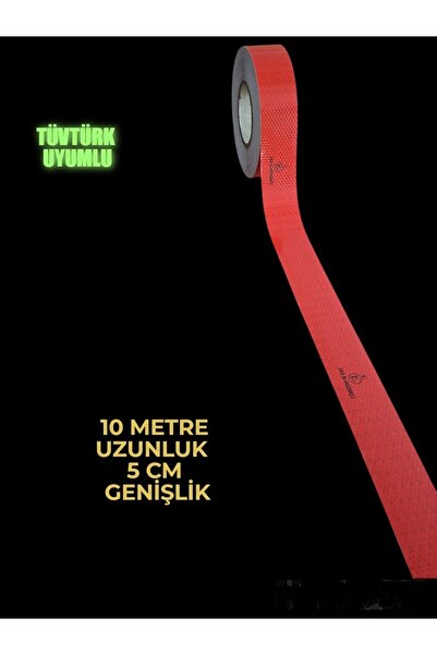 opersan 10 Metre Kırmızı Reflektör Şerit Bant (10 METRE UZUNLUK 5 CM GENİŞLİK)