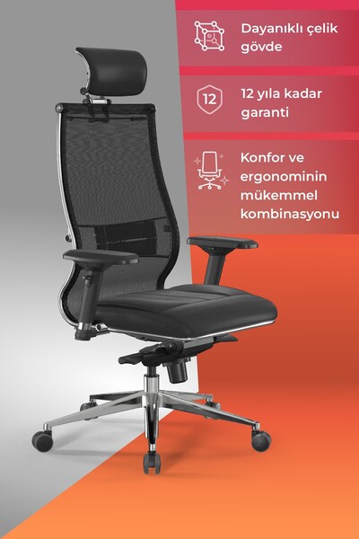 METTA Samurai Ergonomik Fileli Ve Deri Yönetici Koltuğu / Ofis Sandalyesi - 2...