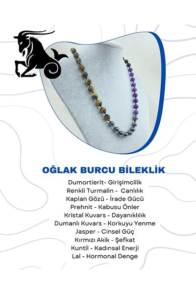 Saff Doğal Taş قلادة برج الجدي من الحجر الطبيعي212346