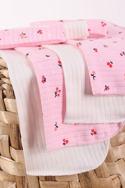VaVbaby Set of 7 Baby Mouth Wipes – 100% Cotton, Soft and Absorbent Pink Floral