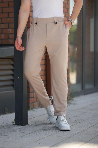Madmext Ανδρικό παντελόνι Beige Regular Fit E6574