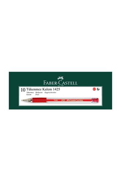 Faber Castell Faber-Castell 1425 Ballpoint Pen with Needle Tip 10 Pack Color - Red