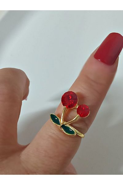 PALMMAMA Gold Cherry Stone Adjustable Ring