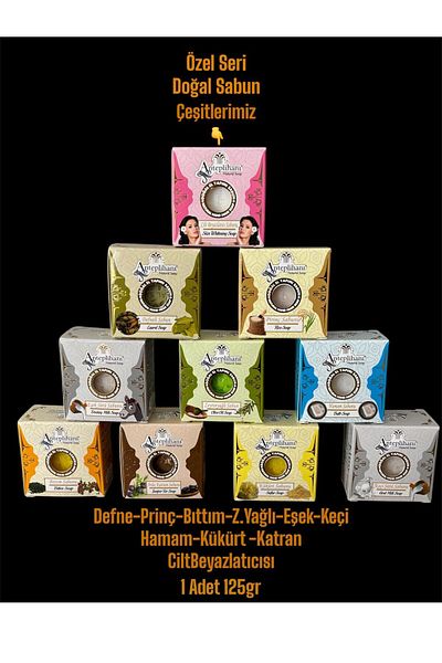 ANTEPLİHANI Natural Soap, Soap, Skin-Defne-Prinç-Eseyestul-Zeytin-Oil-Hamam-Bittim-Marshmallow-Sulfur-Camel-Seed, 10 Pcs