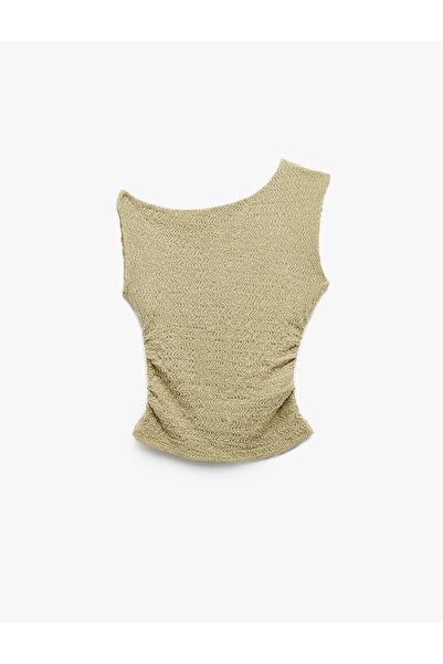 Koton Draped Asymmetric Neckline Wrap Sleeveless Blouse