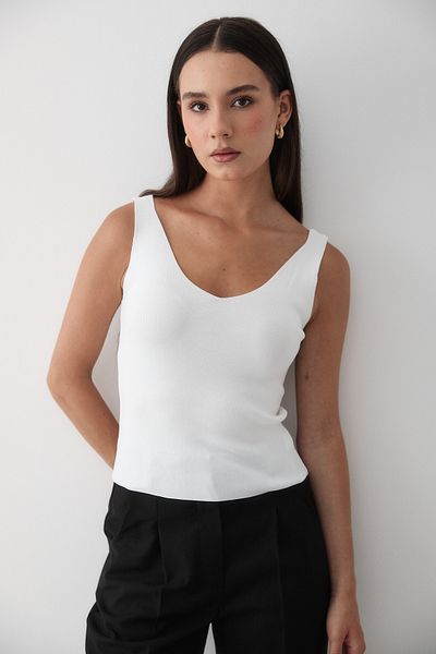 JASTE Women's Sleeveless Thick Strap Heart Neck Knitwear Singlet