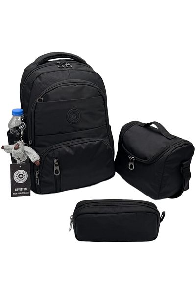Bevitton First School Bag Set of 3 Unisex Children's Primary School Bag Bvt-8010 Black