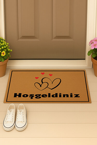 Pratixstore Mind Kalpli Hoşgeldiniz Tasarımlı Kapı Önü Paspası - Şık, Dayanık...