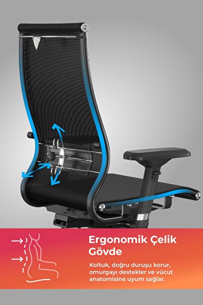 METTA Ergolife Synchrosit 10 Ergonomik Ofis Sandalyesi | Tekerlekli, Fileli Çalışma Sandalyesi-1FC.3.1.544