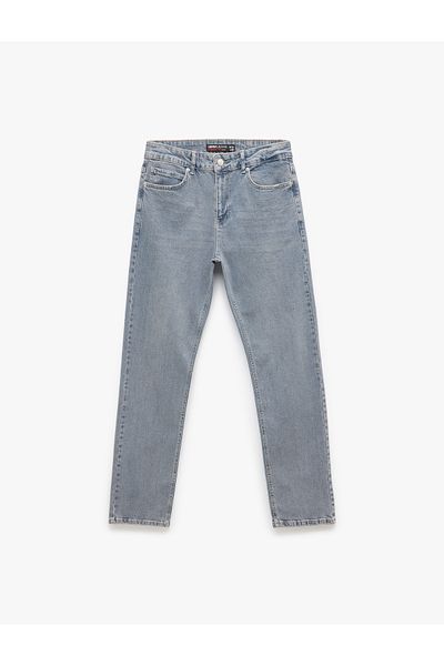 Koton Straight Fit Jean Trousers with Normal Waist Pocket Detail - Mark Jean