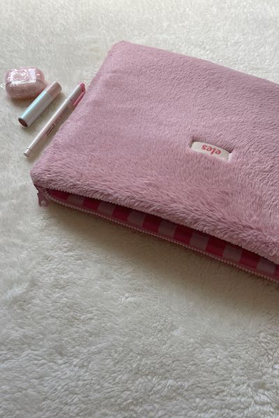eles Pink Plush 14 Inch Laptop Bag, Pink Plush Laptop Case, Plush Laptop Bag