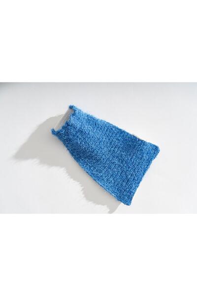 BEYZANA حقيبة استحمام مطاطية مزدوجة الجوانب خاصة وقفاز تقشير مع موزع صابون أزرق