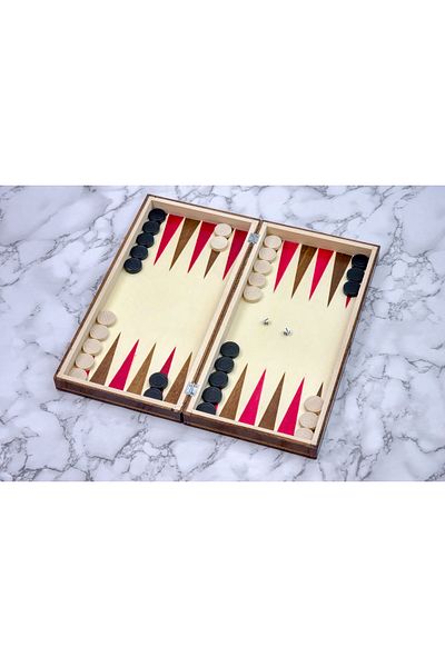 ROmde ROmde™ Wooden Chess and Backgammon Game, 38x38 cm, Brown with White