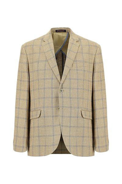 Abdullah Kiğılı Slim Fit Slim Fit Plaid Linen Blended Jacket
