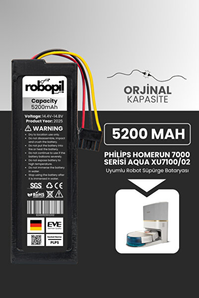 ROBOPİL Philips Homerun 7000 Serisi Aqua Xu7100/02 Uyumlu Robot Süpürge Batar...