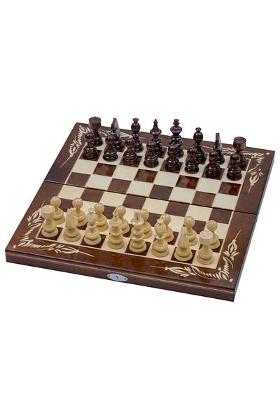 ROmde ROmde™ Wooden Chess and Backgammon Game, 38x38 cm, Brown with White