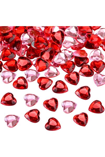 choice2 ١٠٠ قطعة من مزيج الأحمر والوردي، ١٠٠ قطعة / ٢٠٠ قطعة، قلوب كريستالية ...