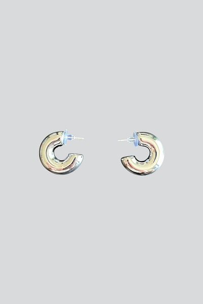 stravis Silver Color Curved Hoop Earrings