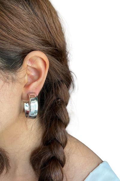 stravis Silver Color Hoop Earrings