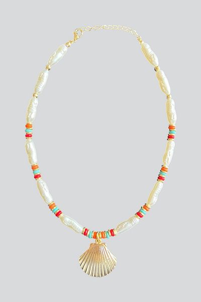 stravis Pearl Sea Shell Pendant Necklace