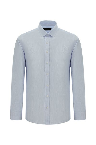 Abdullah Kiğılı Long Sleeve Slim Fit Slim Fit Classic Patterned Cotton Shirt