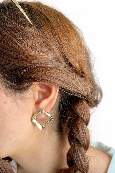 stravis Gold Color Square Earrings