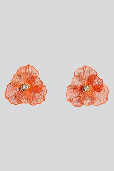 stravis Orange Flower Earrings