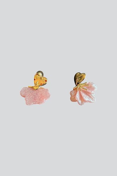 stravis Heart Dangle Leaf Earrings