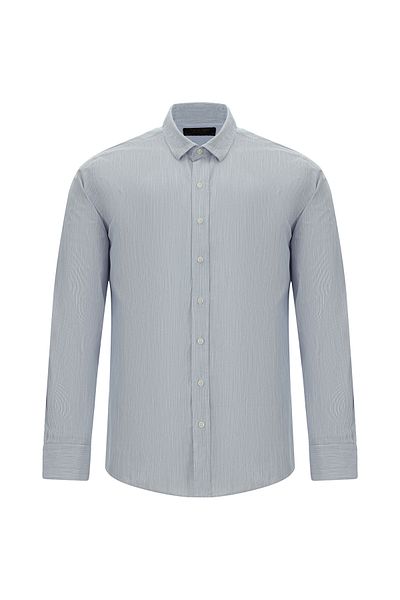 Abdullah Kiğılı Long Sleeve Slim Fit Slim Fit Classic Patterned Cotton Shirt