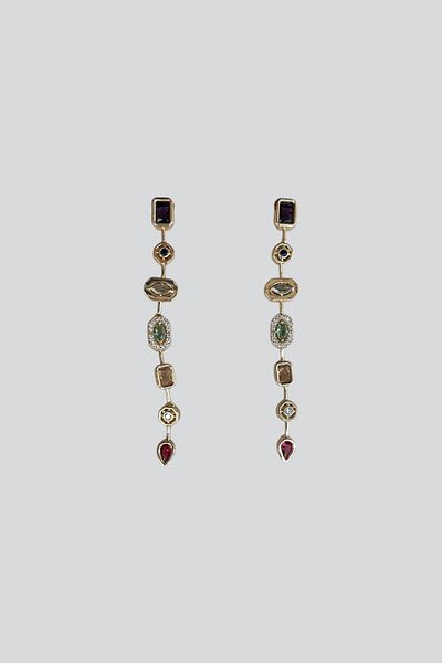 stravis Gold Color Baguette Stone Earrings