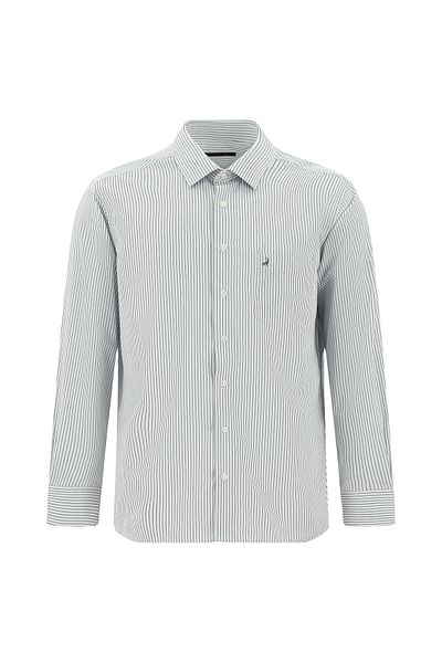 Kiğılı Long Sleeve Classic Striped Easy-Iron Cotton Shirt