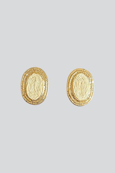 stravis Oval Textured Wicker Detail Earrings