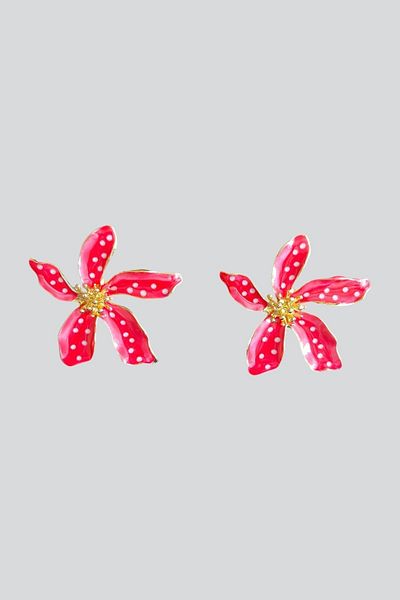 stravis Red Flower Earrings