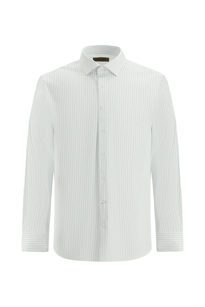 Abdullah Kiğılı Uzun Kol Regular Fit Çizgili Pamuklu İtalyan Gömlek