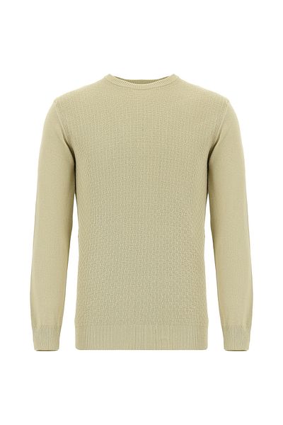 Abdullah Kiğılı Crew Neck Regular Fit Patterned Cotton Cashmere Knitwear Sweater