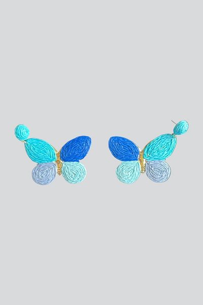 stravis Colorful Straw Butterfly Earrings