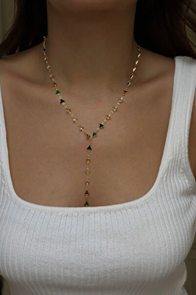 stravis Renkli Taşlı Y Kolye