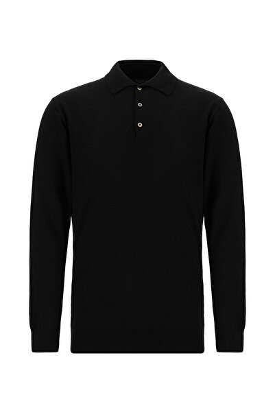 Abdullah Kiğılı Polo Yaka Regular Fit Yünlü Kaşmirli Triko Kazak
