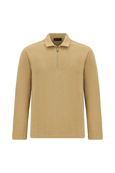 Abdullah Kiğılı Polo Neck Regular Fit Zippered Embroidered Cotton Sweatshirt