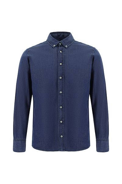 Abdullah Kiğılı Long Sleeve Slim Fit Cotton Denim Shirt