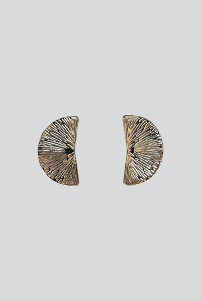 stravis Silver Color Textured Plate Earrings