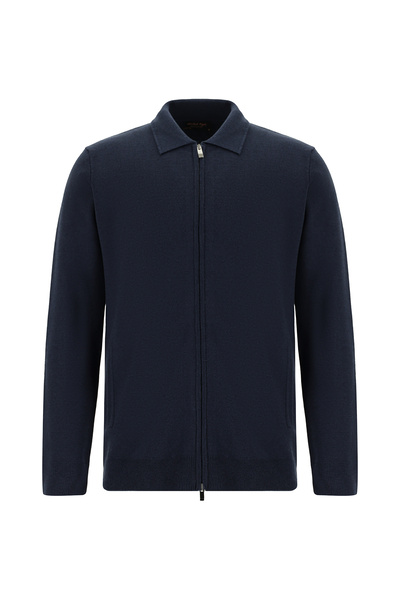 Abdullah Kiğılı Woolen Zippered Knitwear Cardigan