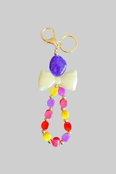 stravis Colorful Stone Bow Detail Keychain Bag Charm
